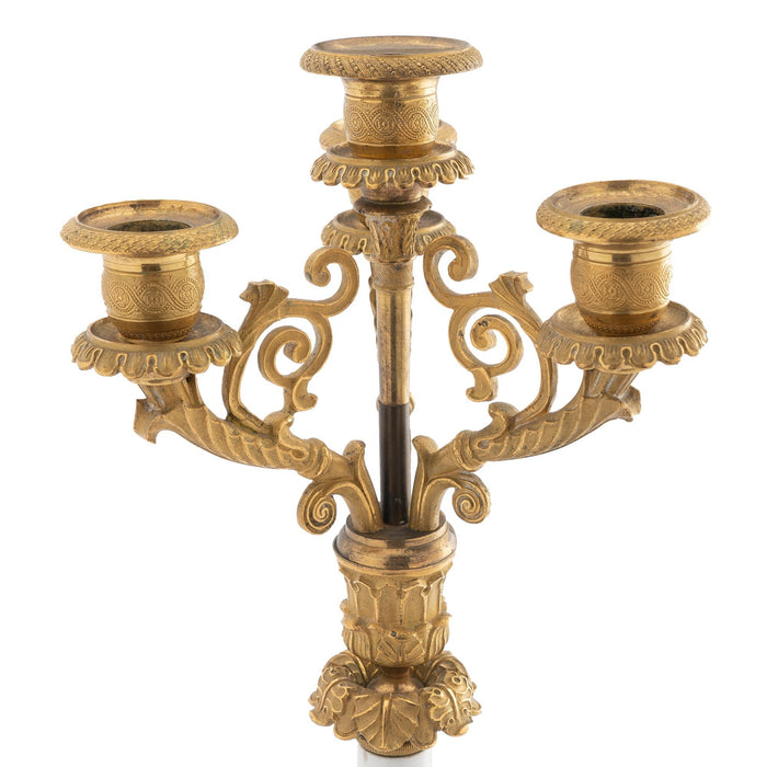 French gilt bronze & opaline glass candelabra (c. 1815)