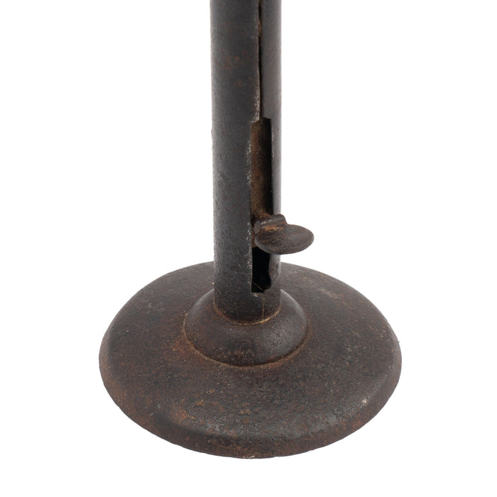 American iron hog scraper candlestick with slide candle ejector (1800's)