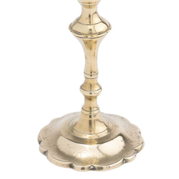 Cast brass Queen Anne petal base candlestick (1760)