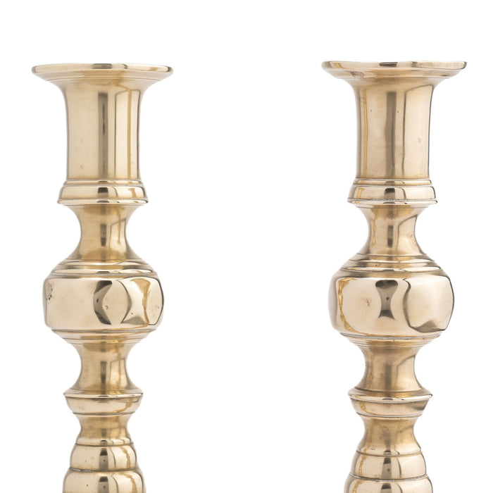 Pair of English cast brass beehive candlesticks (1830)