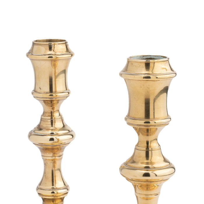 Pair of Essex Brass Academic Revival brass candlesticks (1900-25)