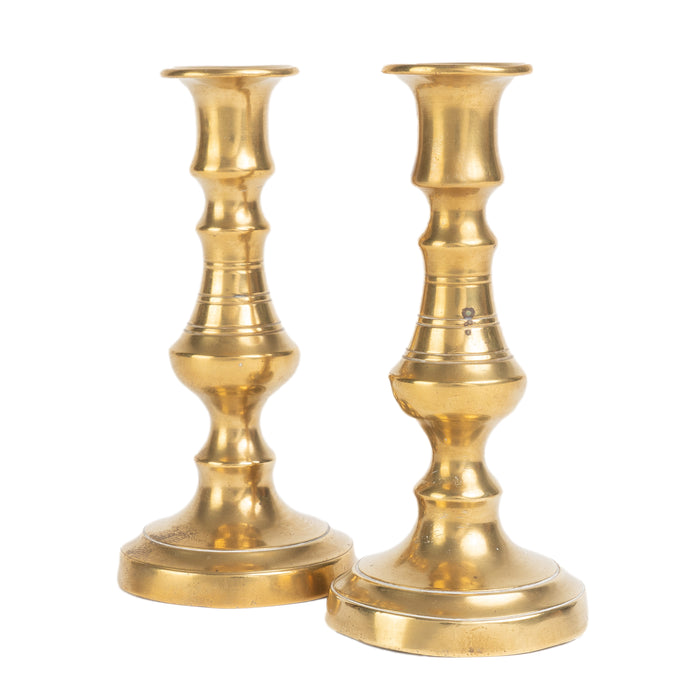 Pair of miniature Georgian cast brass taper sticks (c. 1820)