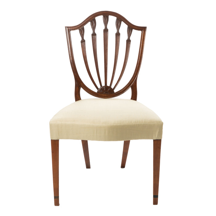 American mahogany shield back side chair with upholstered serpentine seat (c. 1790)