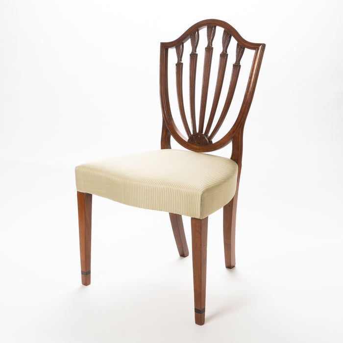 American mahogany shield back side chair with upholstered serpentine seat (c. 1790)