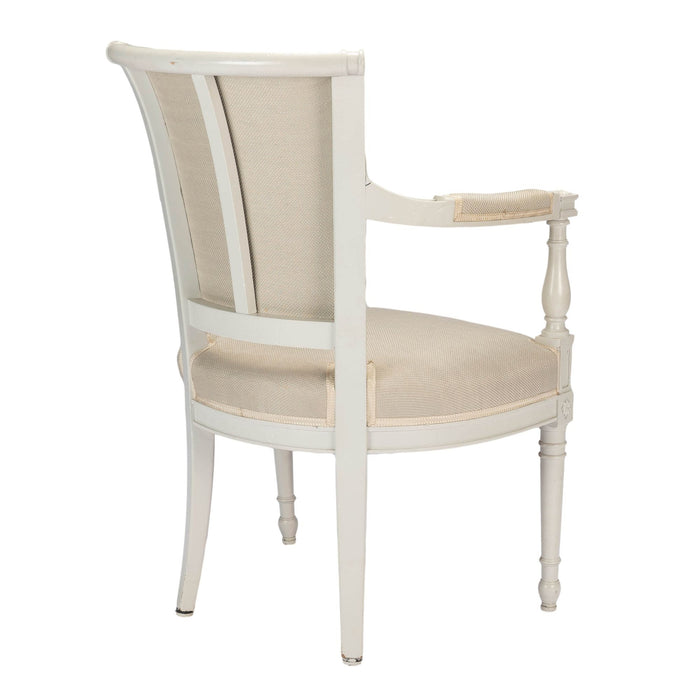 French Academic Revival Louis XVI style painted & upholstered armchair (1910-30)