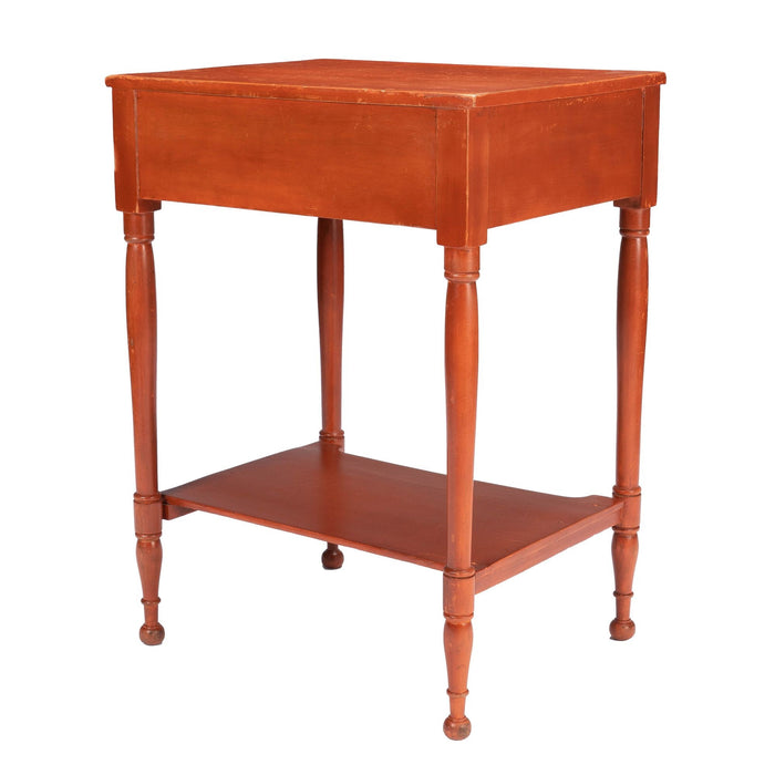 American Sheraton oxide stained one drawer stand with stretcher shelf (c. 1820)