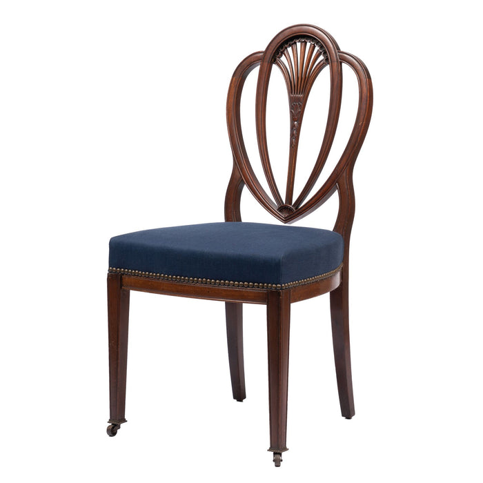 Pair of American Academic Revival Federal mahogany heart back side chairs (1900-25)