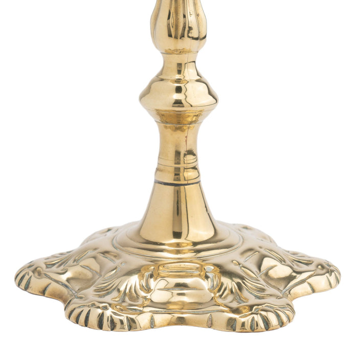 English shell base Queen Anne candlestick (c. 1760)