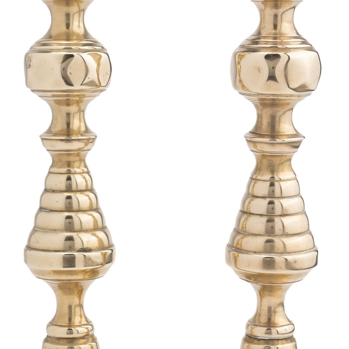Pair of English cast brass beehive candlesticks (1830)