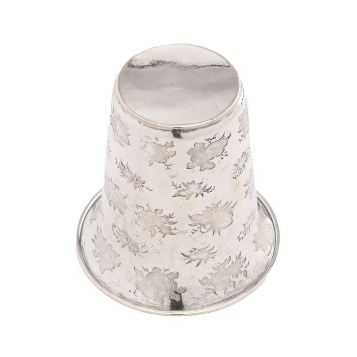 French floral die stamped silver spill vase (1870)
