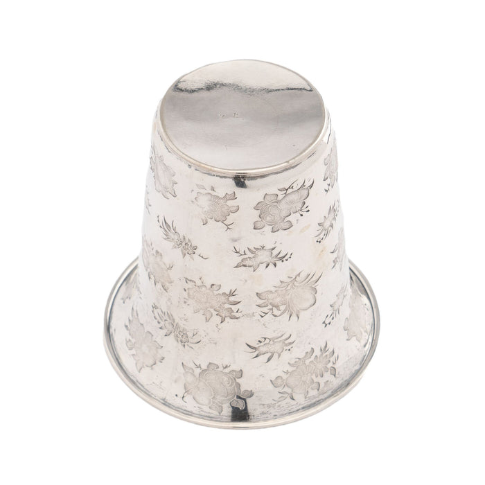 French floral die stamped silver spill vase (c. 1870)