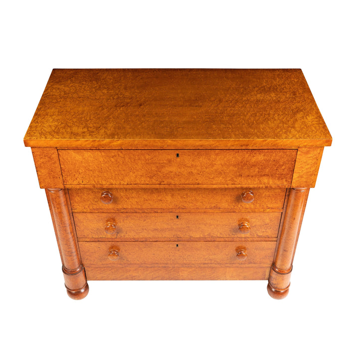 American Neoclassic bird's eye maple four drawer chest (1820)