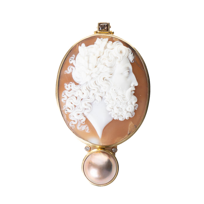 Michael Kneebone Italian cameo pendant with pearl earrings set