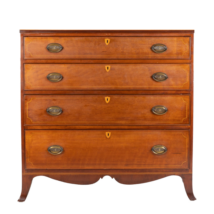 American Hepplewhite cherry chest on French bracket feet (1800)