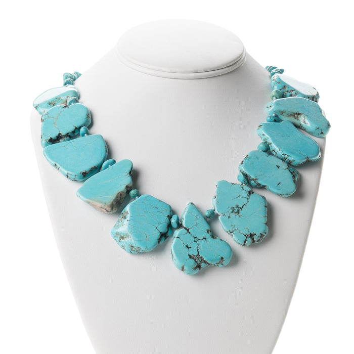 Navajo turquoise necklace of cut boulder rock