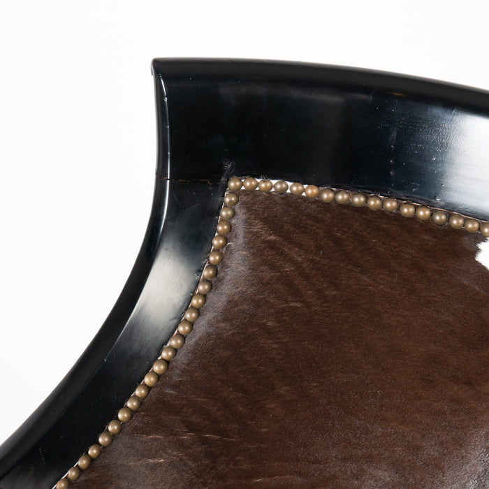 William IV ebonized mahogany framed gondola arm chair in calfskin (1825)