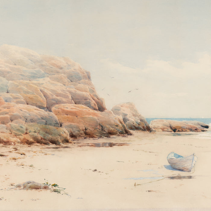 Watercolor of a New England shoreline scene by Melbourne Havelock Hardwick (1890)