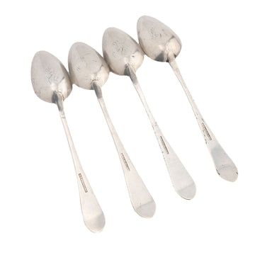 Ornate Silver Teaspoons, Four Spoons with Floral Handles, Arranged in a  Fan-like Manner and Connected