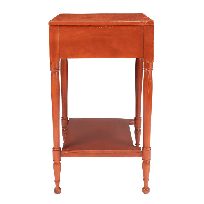 American Sheraton oxide stained one drawer stand with stretcher shelf (c. 1820)