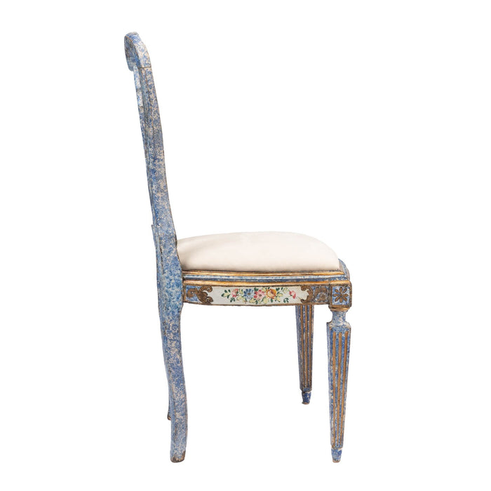 Italian Baroque "Queen Anne" slip seat side chair in original painted decoration (1700's)
