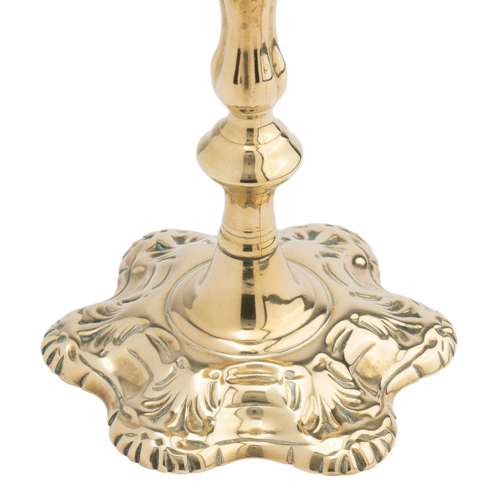 English shell base Queen Anne candlestick (c. 1760)