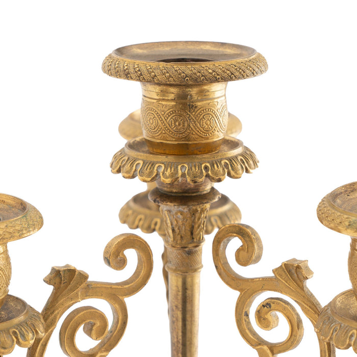 French gilt bronze & opaline glass candelabra (c. 1815)