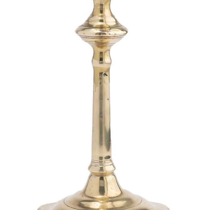 Cast brass Queen Anne candlestick (c. 1750)