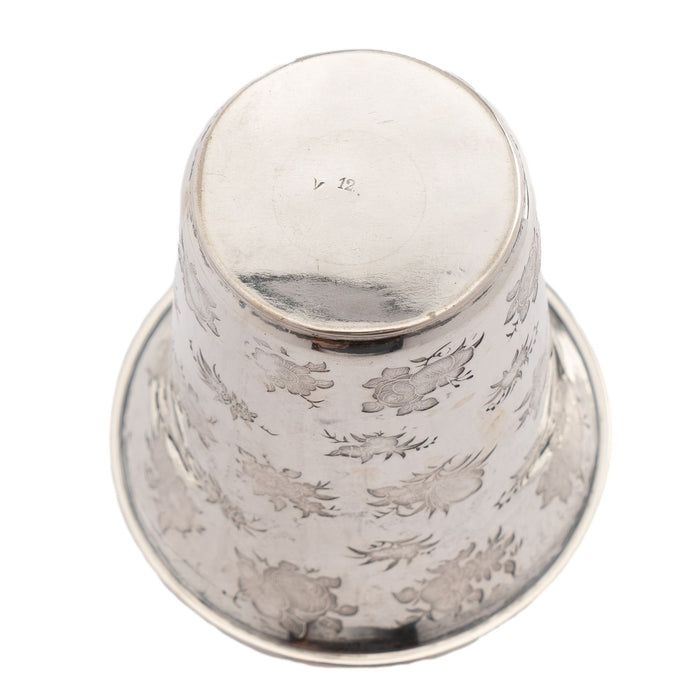 French floral die stamped silver spill vase (1870)