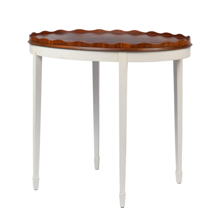 Vintage figured mahogany tray table on painted base