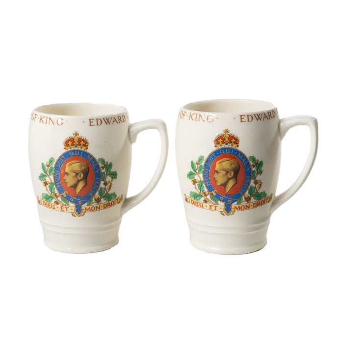 Pair of King Edward VIII Coronation Mugs by Myott Staffordshire (1937)