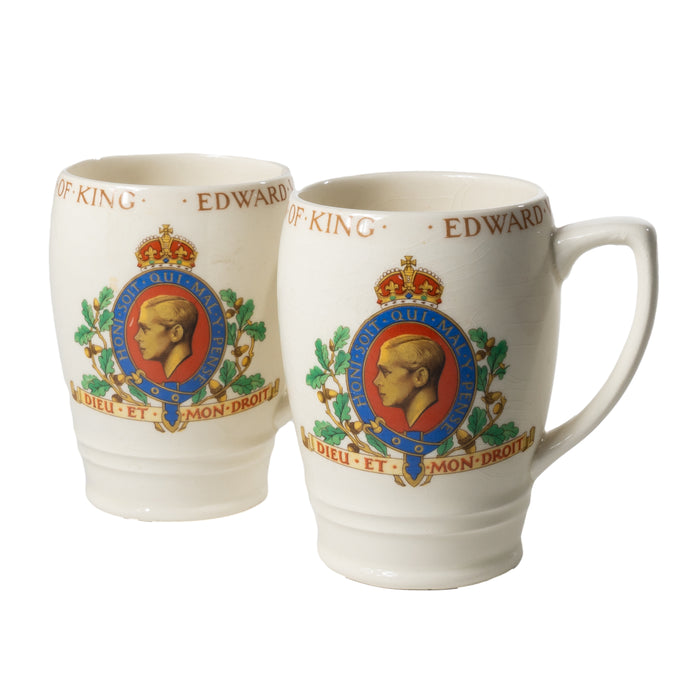 Pair of King Edward VIII Coronation Mugs by Myott Staffordshire (1937)