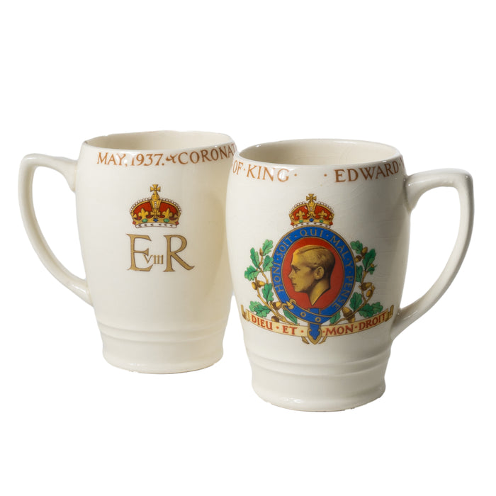 Pair of King Edward VIII Coronation Mugs by Myott Staffordshire (1937)