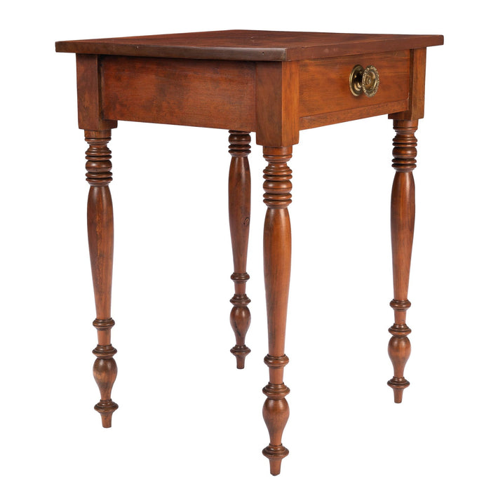 American Sheraton curly cherry wood one drawer stand (c. 1820)