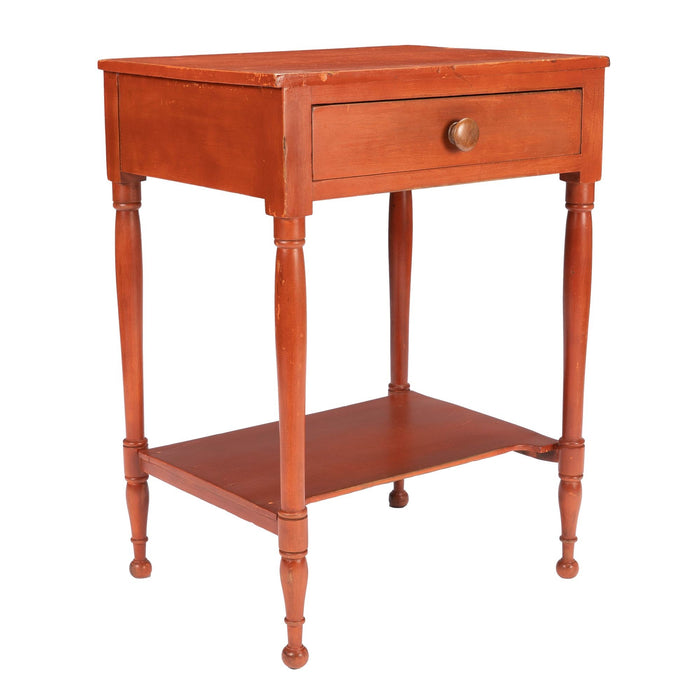 American Sheraton oxide stained one drawer stand with stretcher shelf (c. 1820)