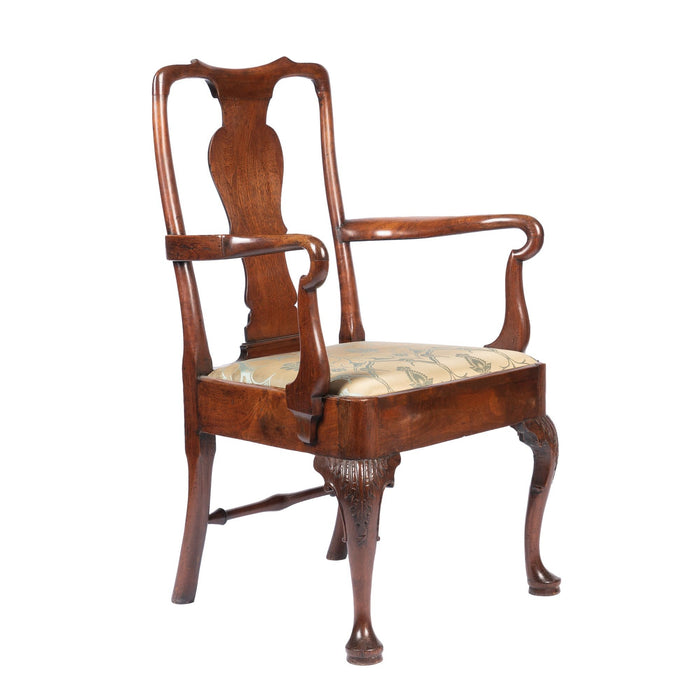 English Georgian mahogany armchair with upholstered slip seat (c. 1720)