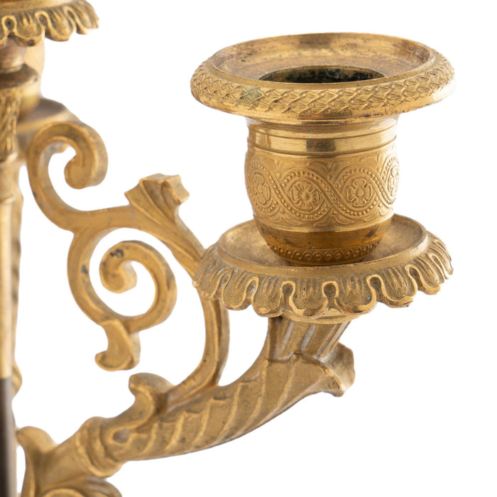 French gilt bronze & opaline glass candelabra (c. 1815)