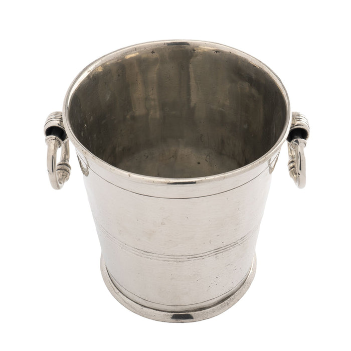 Italian polished pewter ice pail with drop ring handles by La Bottega del Peltro (1970's)