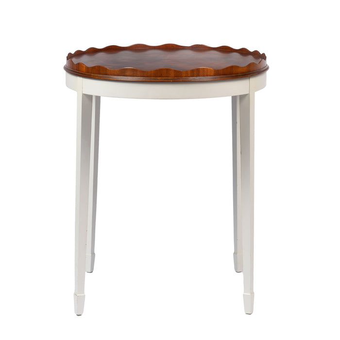 Vintage figured mahogany tray table on painted base