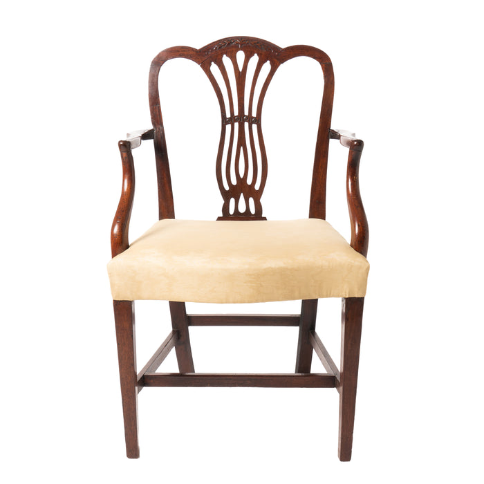 English George III carved mahogany arm chair (1770-80)