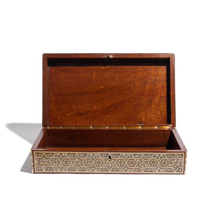 Large Damascus inlaid mahogany box