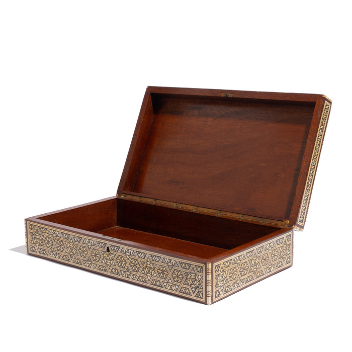 Large Damascus inlaid mahogany box