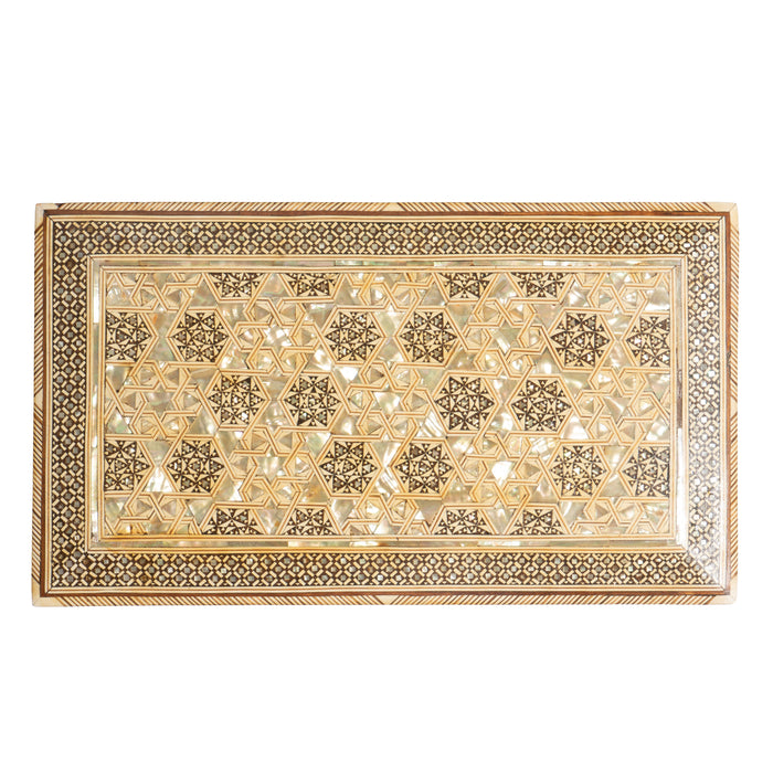 Large Damascus inlaid mahogany box