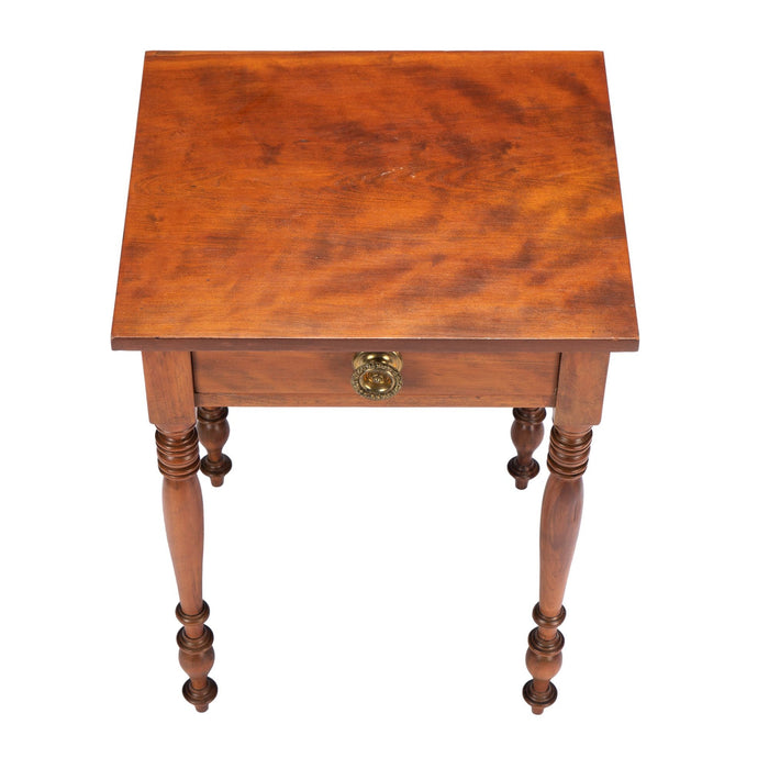 American Sheraton curly cherry wood one drawer stand (c. 1820)