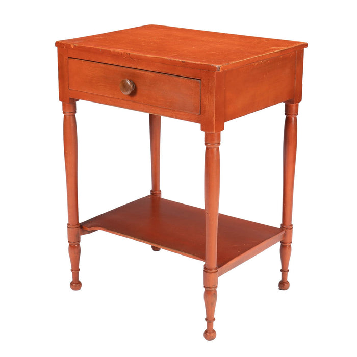 American Sheraton oxide stained one drawer stand with stretcher shelf (c. 1820)