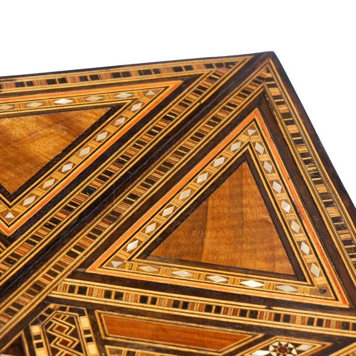 Damascus inlaid table top on custom stand (1900)