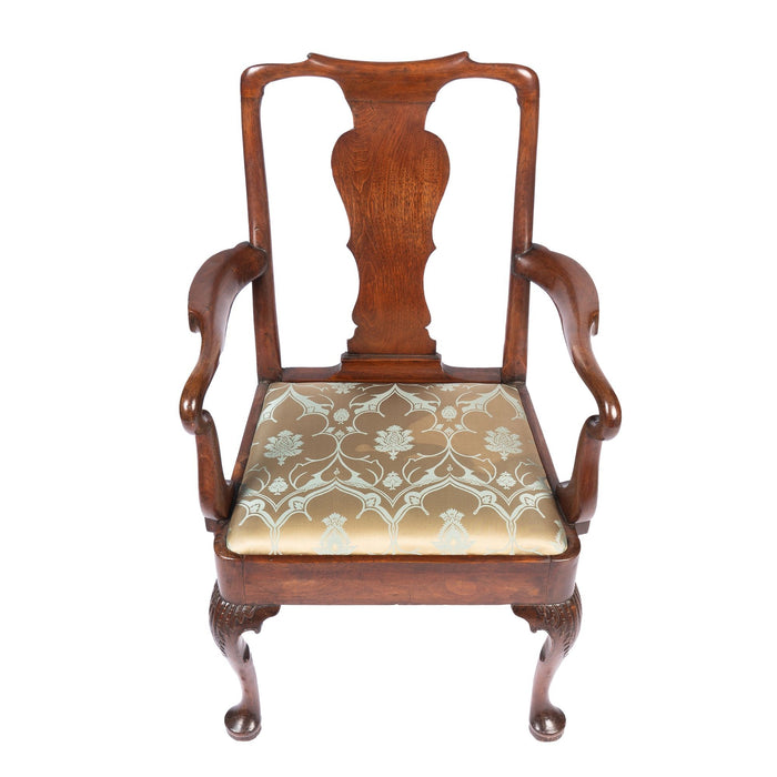 English Georgian mahogany armchair with upholstered slip seat (c. 1720)