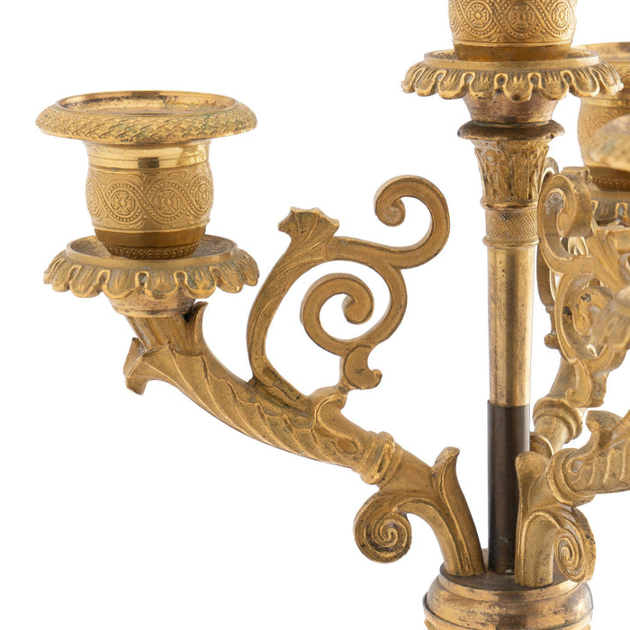 French gilt bronze & opaline glass candelabra (c. 1815)