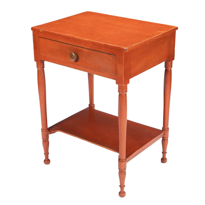 American Sheraton oxide stained one drawer stand with stretcher shelf (c. 1820)