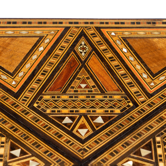 Damascus inlaid table top on custom stand (1900)