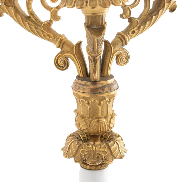 French gilt bronze & opaline glass candelabra (c. 1815)